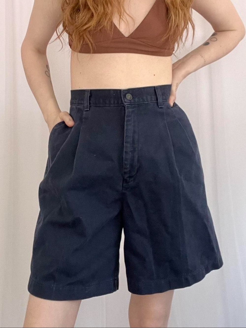 Vintage Lee Navy Pleated Shorts